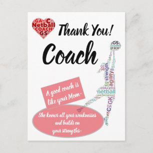 Tarjeta de agradecimiento para entrenador de netba