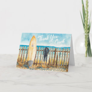Tarjeta de agradecimiento para entrenador de surf 