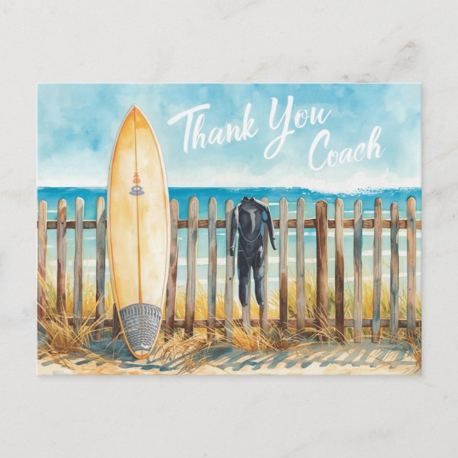 Tarjeta de agradecimiento para entrenador de surf  (Anverso)