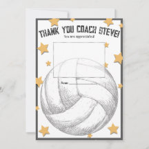 Tarjeta de agradecimiento para entrenador de volei