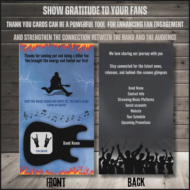 Tarjeta de agradecimiento para fans de música o ba (Rock & Roll Band/Musician Fan Thank You Card)
