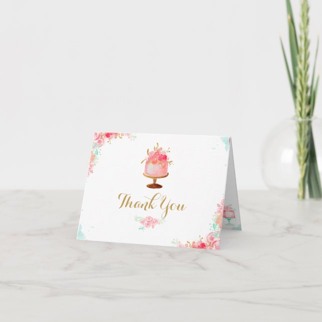 Tarjeta de agradecimiento para fiesta de boda con  (Anverso)