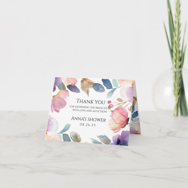 Tarjeta de agradecimiento para fiesta de boda flor (Anverso)