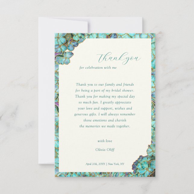 Tarjeta de agradecimiento para fiesta de boda Flor (Anverso)