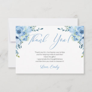 Tarjeta de agradecimiento para fiesta de boda flor