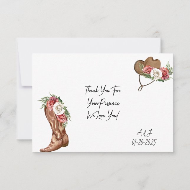 TARJETA DE AGRADECIMIENTO PARA FIESTA DE BODAS DE  (Anverso)