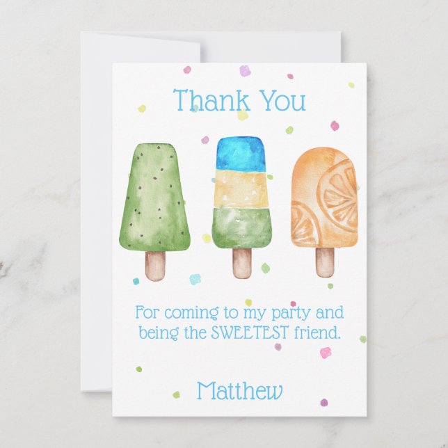 Tarjeta de agradecimiento para fiesta de cumpleaño (Anverso)