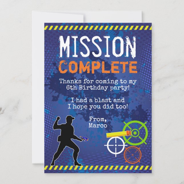 Tarjeta de agradecimiento para fiesta de cumpleaño (Anverso)