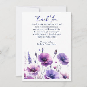 Tarjeta de agradecimiento para fiesta de cumpleaño