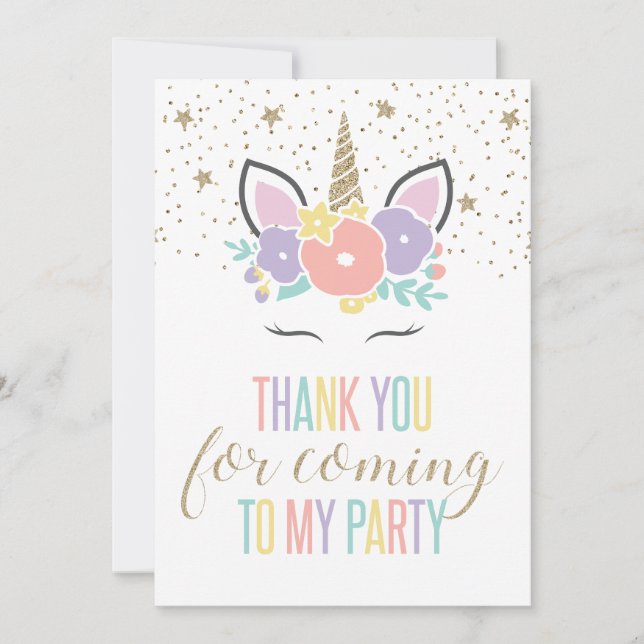Tarjeta de agradecimiento para fiesta de cumpleaño (Anverso)