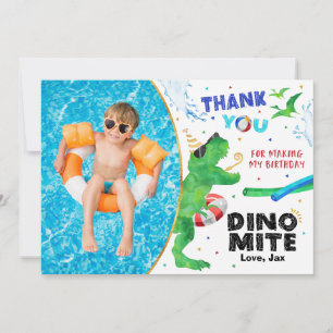 Tarjeta de agradecimiento para fiesta de dinosauri