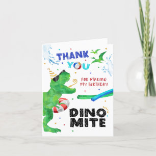 Tarjeta de agradecimiento para fiesta de dinosauri