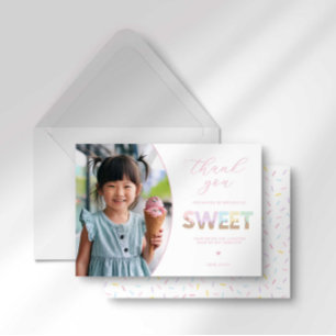 Tarjeta de agradecimiento para fiesta de helado