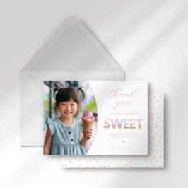 Tarjeta de agradecimiento para fiesta de helado