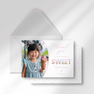 Tarjeta de agradecimiento para fiesta de helado