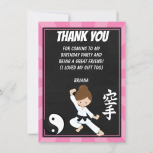 Tarjeta de agradecimiento para fiesta de karate de
