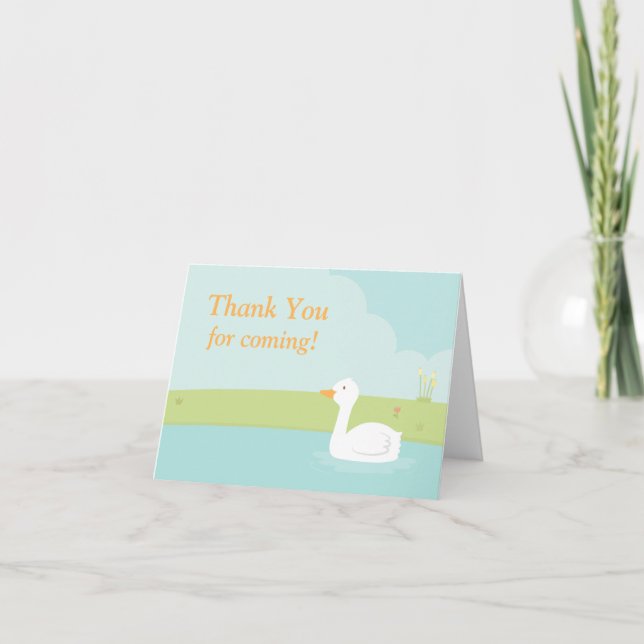 Tarjeta de agradecimiento para fiesta de Pato Blan (Anverso)
