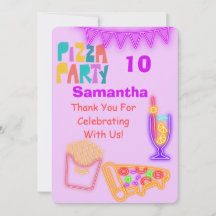 Tarjeta de agradecimiento para Fiesta de Pizza de 