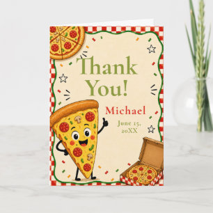 Tarjeta de agradecimiento para fiesta de pizza inf