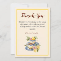 Tarjeta de agradecimiento para fiesta de té en taz