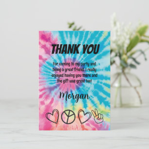 Tarjeta de agradecimiento para fiesta de Tie Dye