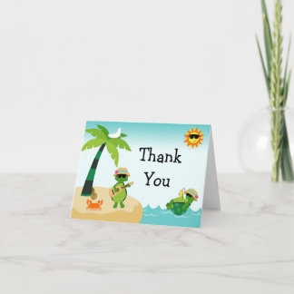 Tarjeta de agradecimiento para fiesta de tortugas