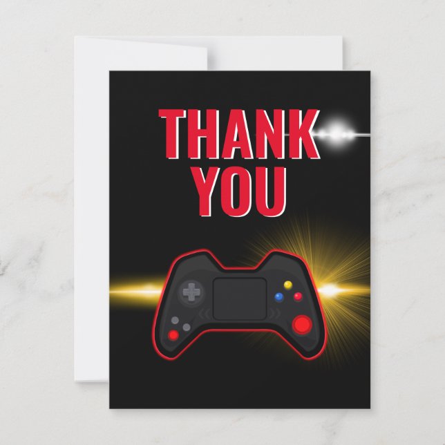 Tarjeta de agradecimiento para fiesta de videojueg (Anverso)