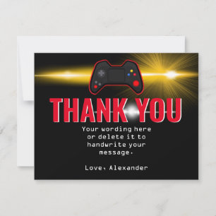 Tarjeta de agradecimiento para fiesta de videojueg