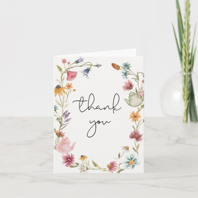 Tarjeta de agradecimiento para fiesta del té de fl (Anverso)