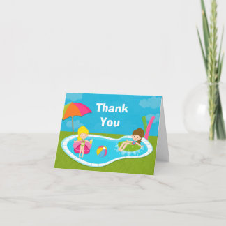 Tarjeta de agradecimiento para fiesta en la piscin