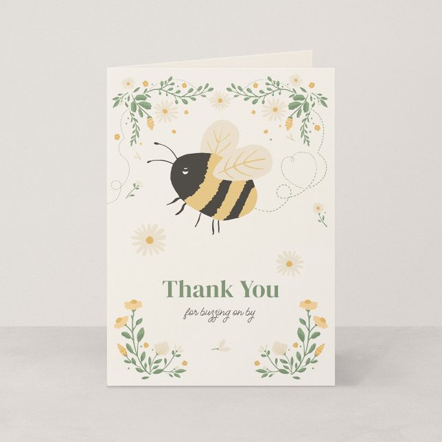 Tarjeta de agradecimiento para fiesta infantil de  (Wildflower Flight - 4 x 5.6" Folded Birthday Thank You Card)