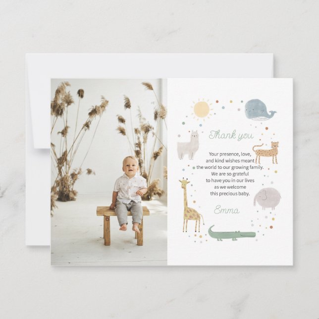 Tarjeta de agradecimiento para foto de animales de (Anverso)