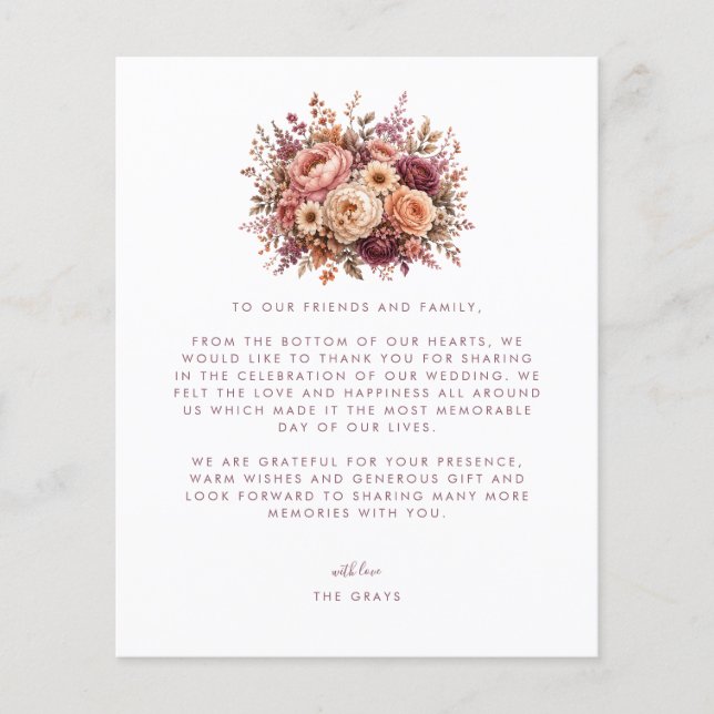 Tarjeta de agradecimiento para foto de boda (Anverso)