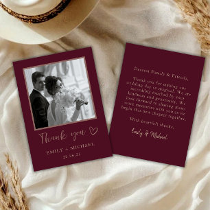 Tarjeta de agradecimiento para foto de boda Borgoñ