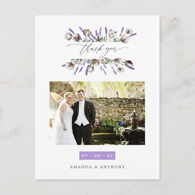 Tarjeta de agradecimiento para foto de boda de alg (Anverso)
