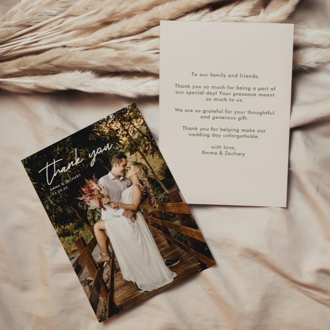 Tarjeta de agradecimiento para foto de boda modern (Subido por el creador)