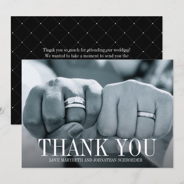 Tarjeta de agradecimiento para foto de boda simple (Anverso / Reverso)