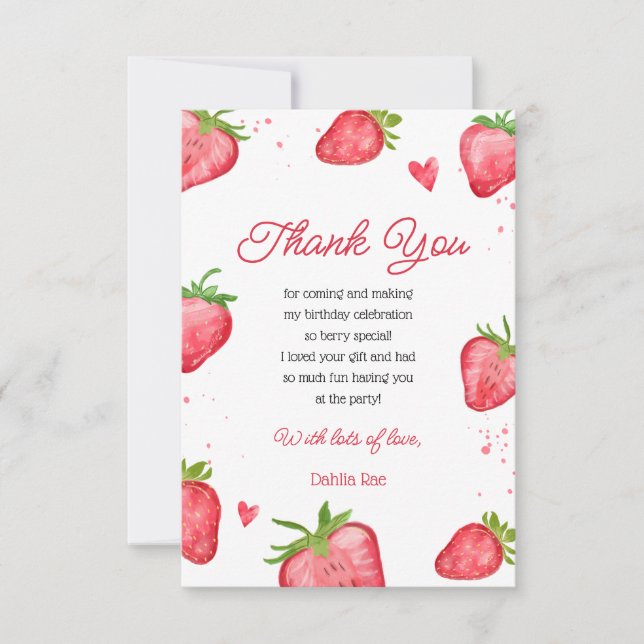 Tarjeta de agradecimiento para fresa Berry (Anverso)