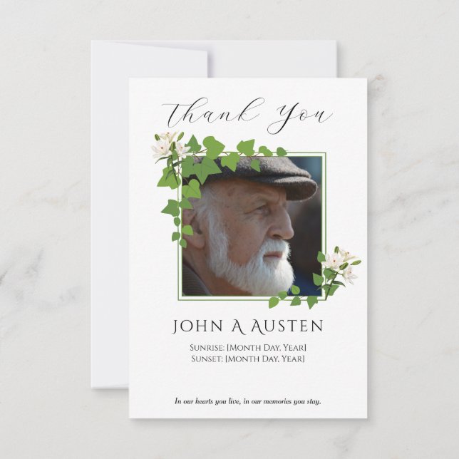 Tarjeta de agradecimiento para funeral (Reverso)