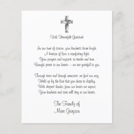 Tarjeta de agradecimiento para funeral con cruz tr
