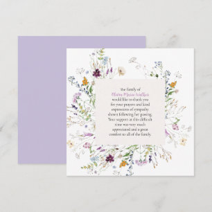 Tarjeta de agradecimiento para funeral con flores
