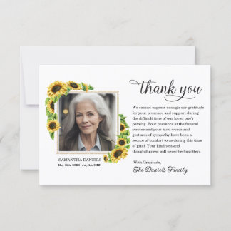 Tarjeta de agradecimiento para funeral con foto co