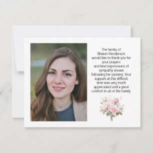 Tarjeta de agradecimiento para funeral con foto fl