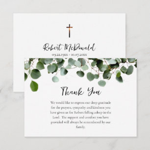Tarjeta de agradecimiento para funeral cristiano o