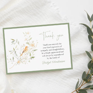 Tarjeta de agradecimiento para funeral de aves ele
