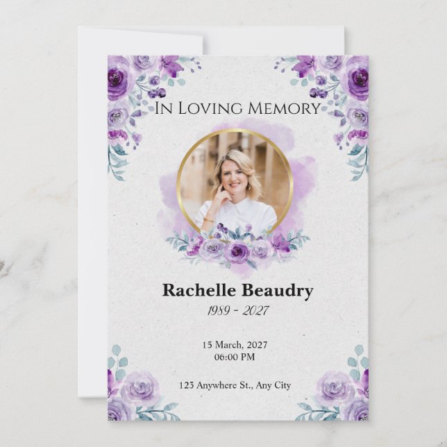 Tarjeta de agradecimiento para funeral elegante (Anverso)
