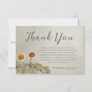 Tarjeta de agradecimiento para funeral floral vint