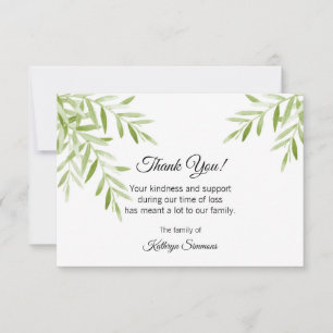 Tarjeta de agradecimiento para funeral - Hojas de 
