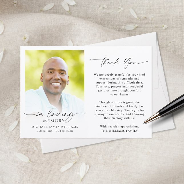 Tarjeta de agradecimiento para funeral moderno con (Subido por el creador)