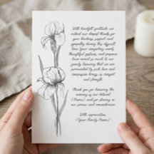 Tarjeta de agradecimiento para funeral personaliza